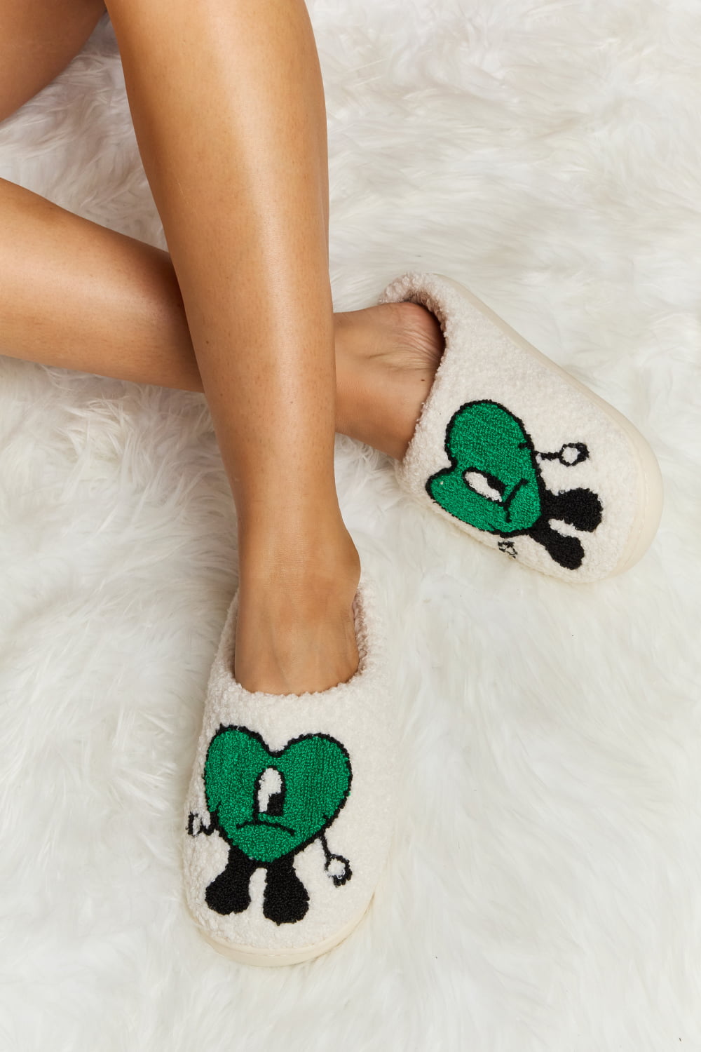 Love Heart Plush Slippers