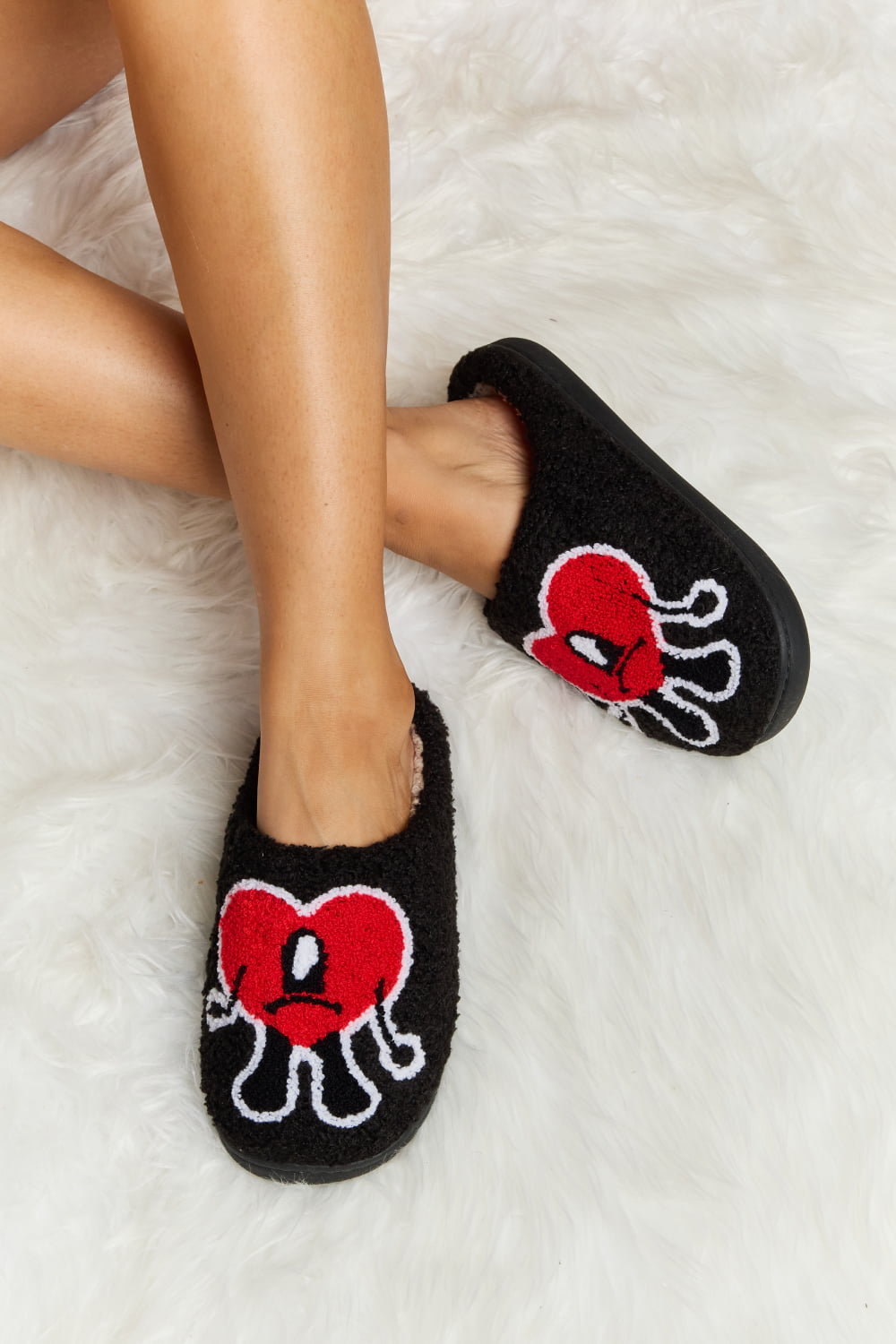 Love Heart Plush Slippers